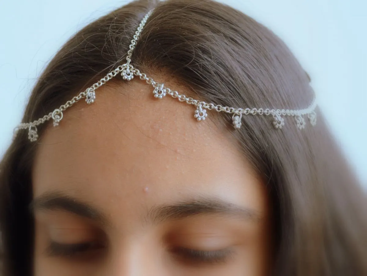 Boho Head chain, Forehead jewelry Matha Patti Tikka Headpiece, Indian hair accessory for Women,