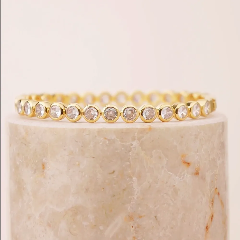 Brilliant Bezel 14K Gold Vermeil Bangle