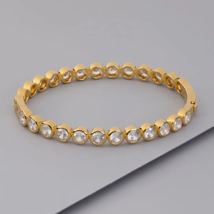 Brilliant Bezel 14K Gold Vermeil Bangle