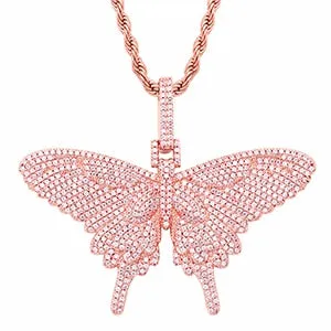 Charm Crystal Butterfly Necklace- Bling Butterfly Hip Hop Jewelry