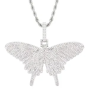 Charm Crystal Butterfly Necklace- Bling Butterfly Hip Hop Jewelry