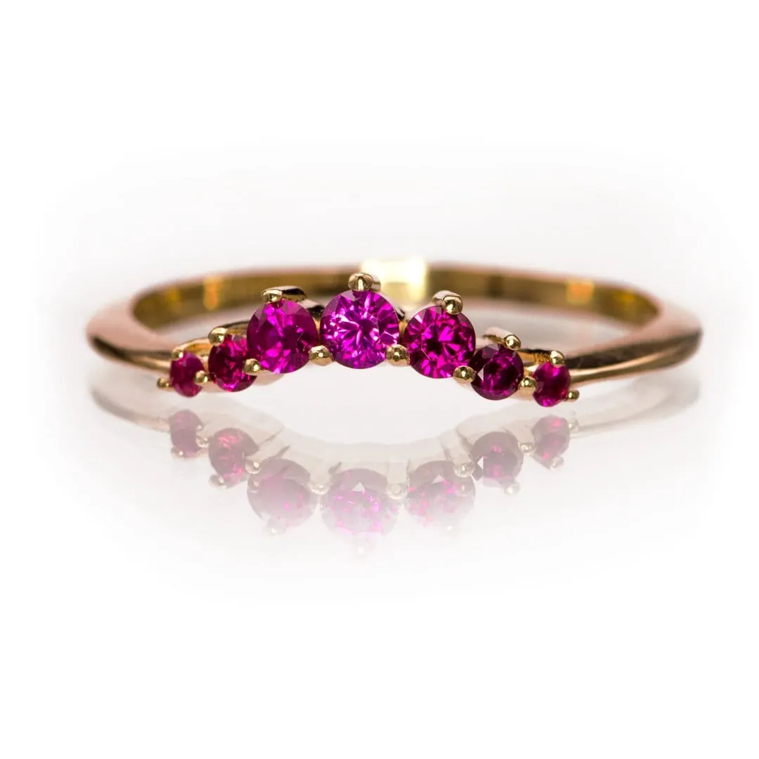 Corinne - Curved Contoured Wedding Ring With Rubies