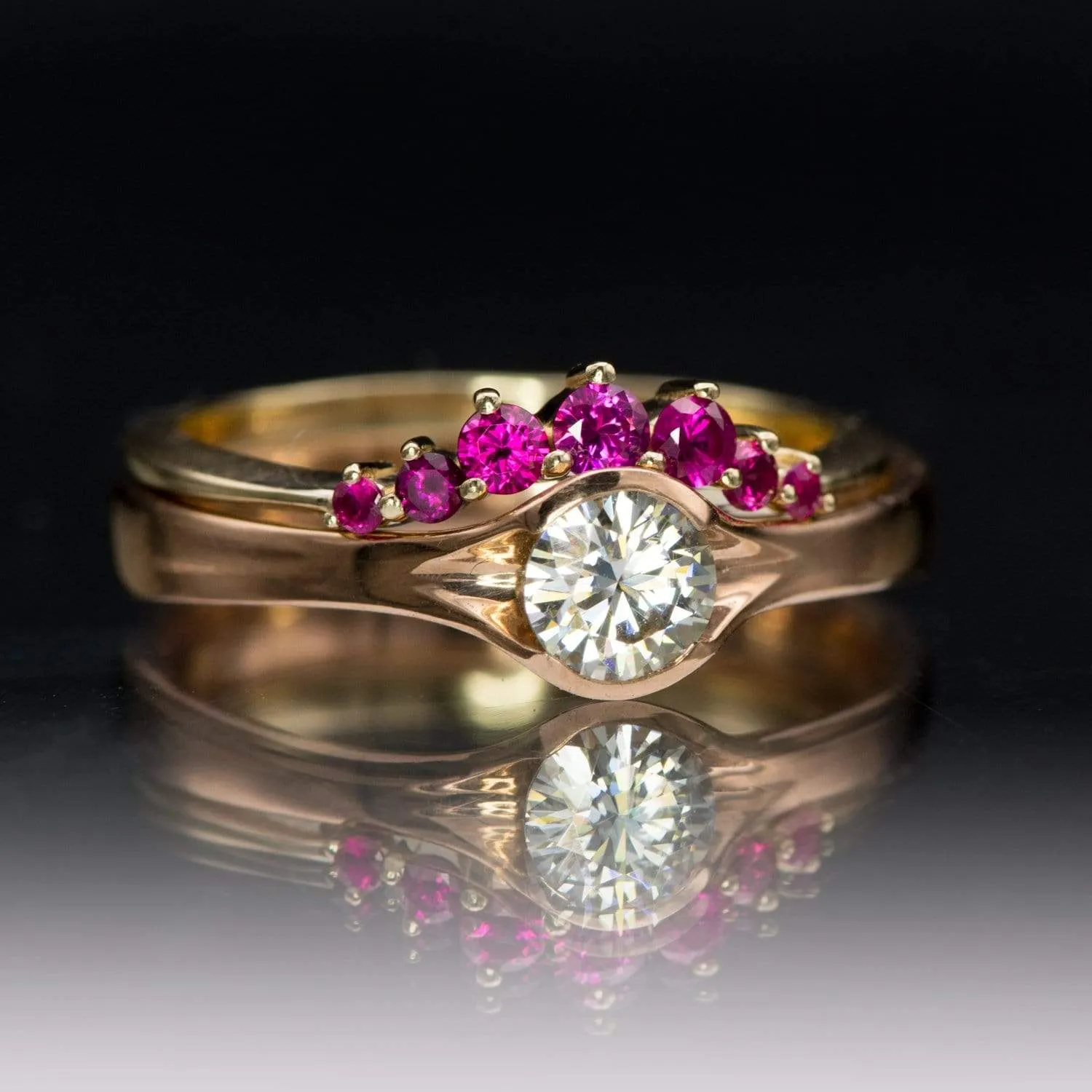 Corinne - Curved Contoured Wedding Ring With Rubies