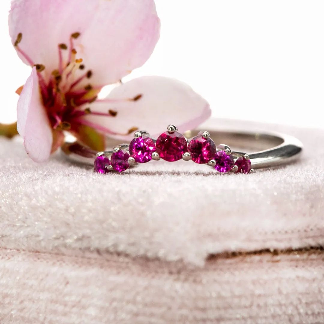 Corinne - Curved Contoured Wedding Ring With Rubies