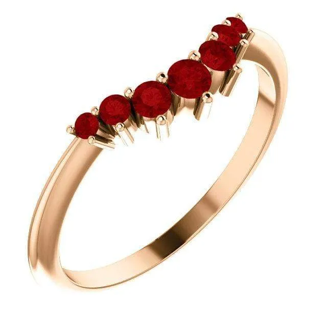 Corinne - Curved Contoured Wedding Ring With Rubies