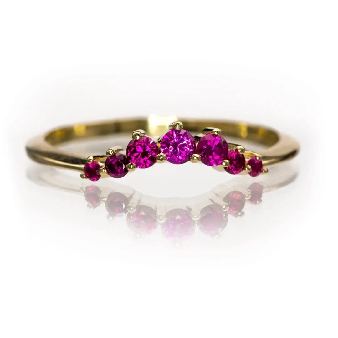 Corinne - Curved Contoured Wedding Ring With Rubies