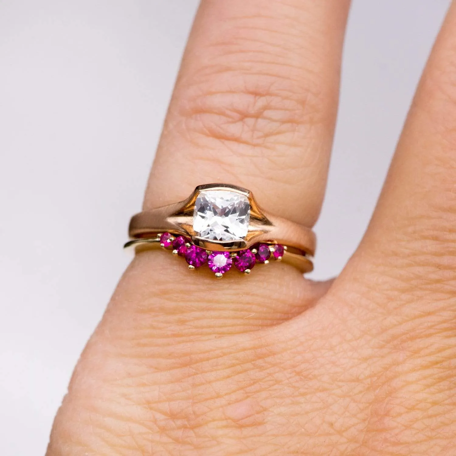 Corinne - Curved Contoured Wedding Ring With Rubies