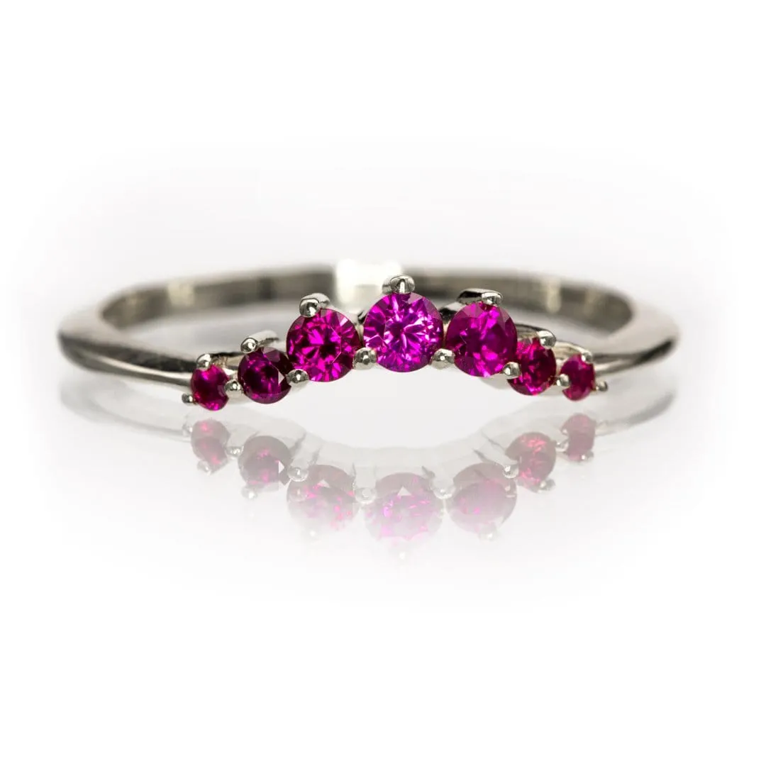 Corinne - Curved Contoured Wedding Ring With Rubies