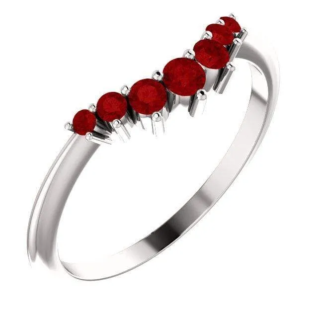 Corinne - Curved Contoured Wedding Ring With Rubies