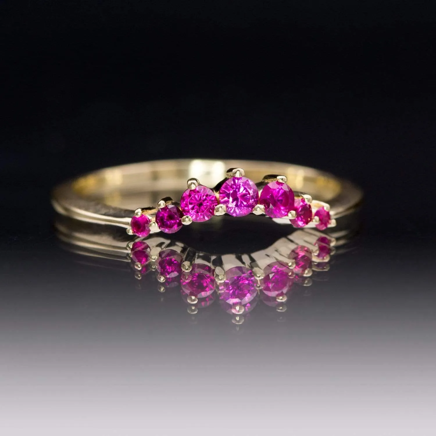 Corinne - Curved Contoured Wedding Ring With Rubies