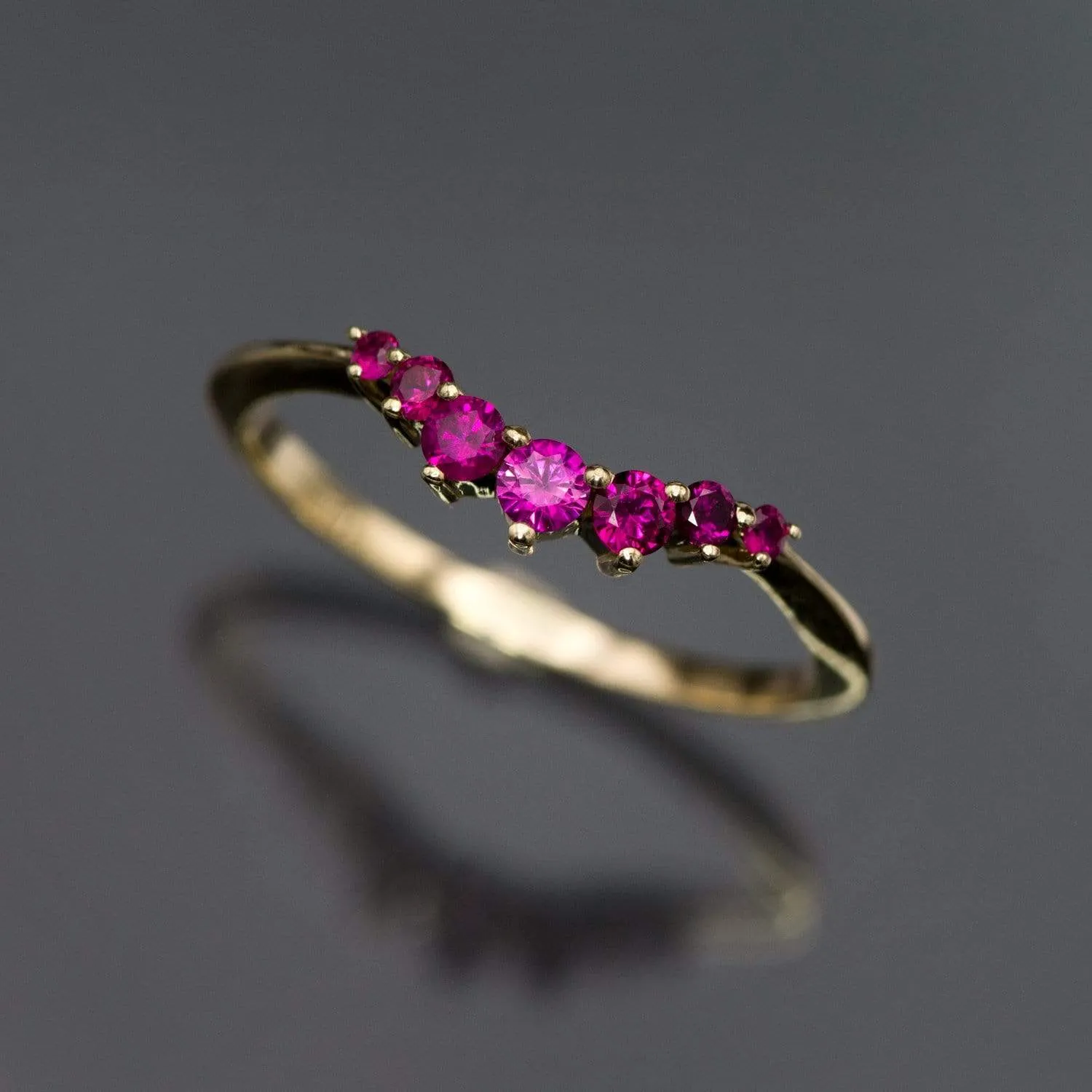 Corinne - Curved Contoured Wedding Ring With Rubies