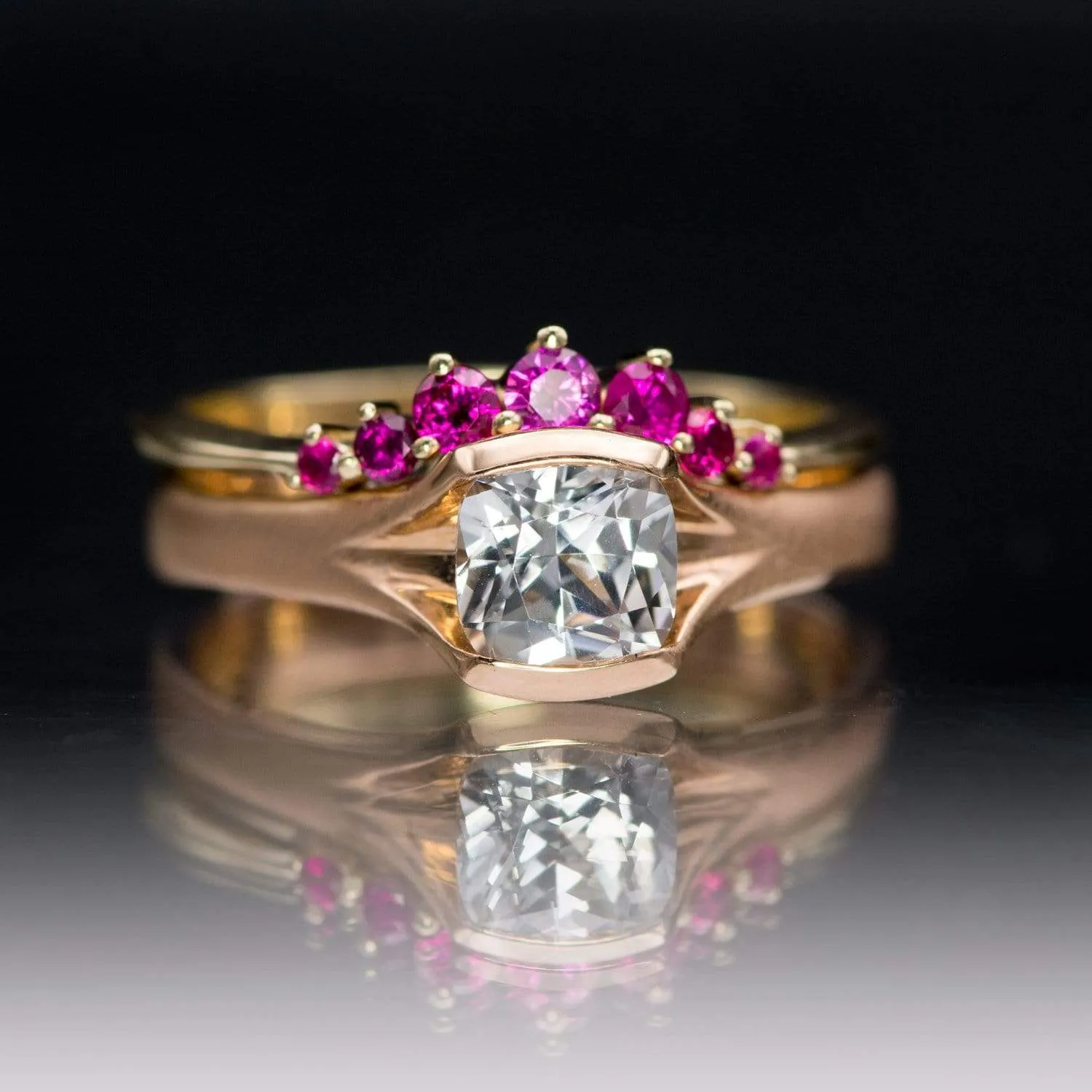 Corinne - Curved Contoured Wedding Ring With Rubies