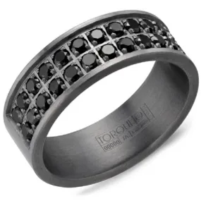 Crown Ring Torque Grey Tantalum 8mm Black Diamond Wedding Band