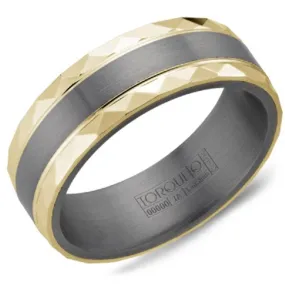 Crown Ring Torque Grey Tantalum & Yellow Gold 7mm Wedding Band