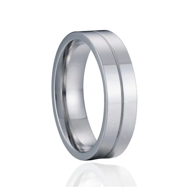 Cubic Zirconia and Plain Titanium Wedding Ring Set