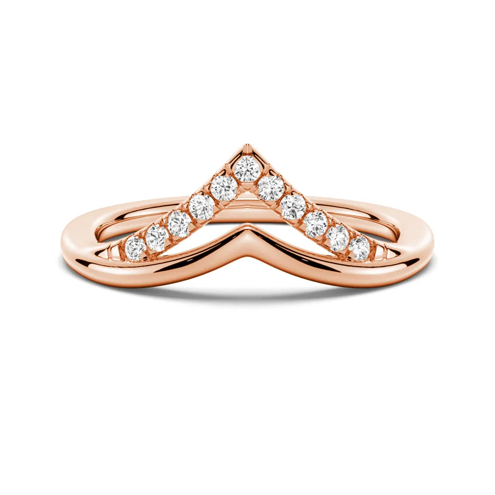 Curved Double V Moissanite Wedding Ring