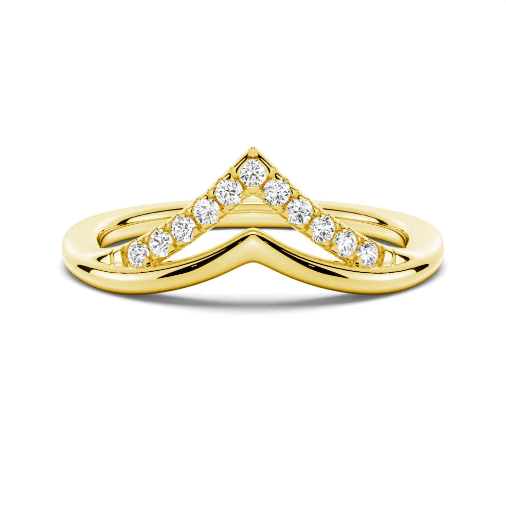 Curved Double V Moissanite Wedding Ring