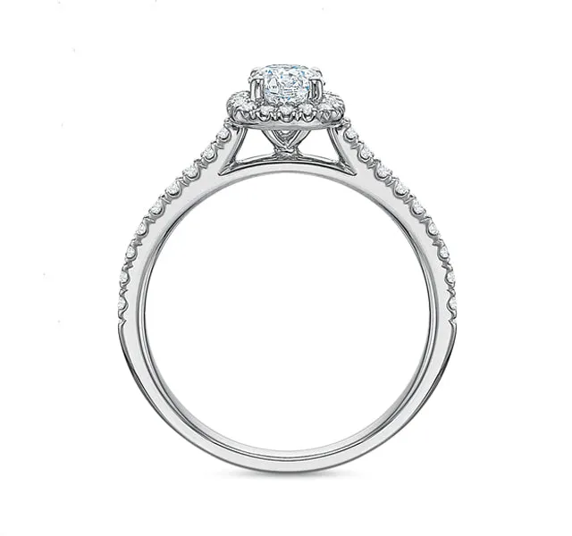 Cushion Halo Engagement Ring .75tw