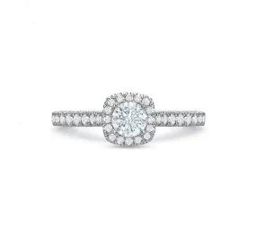 Cushion Halo Engagement Ring .75tw