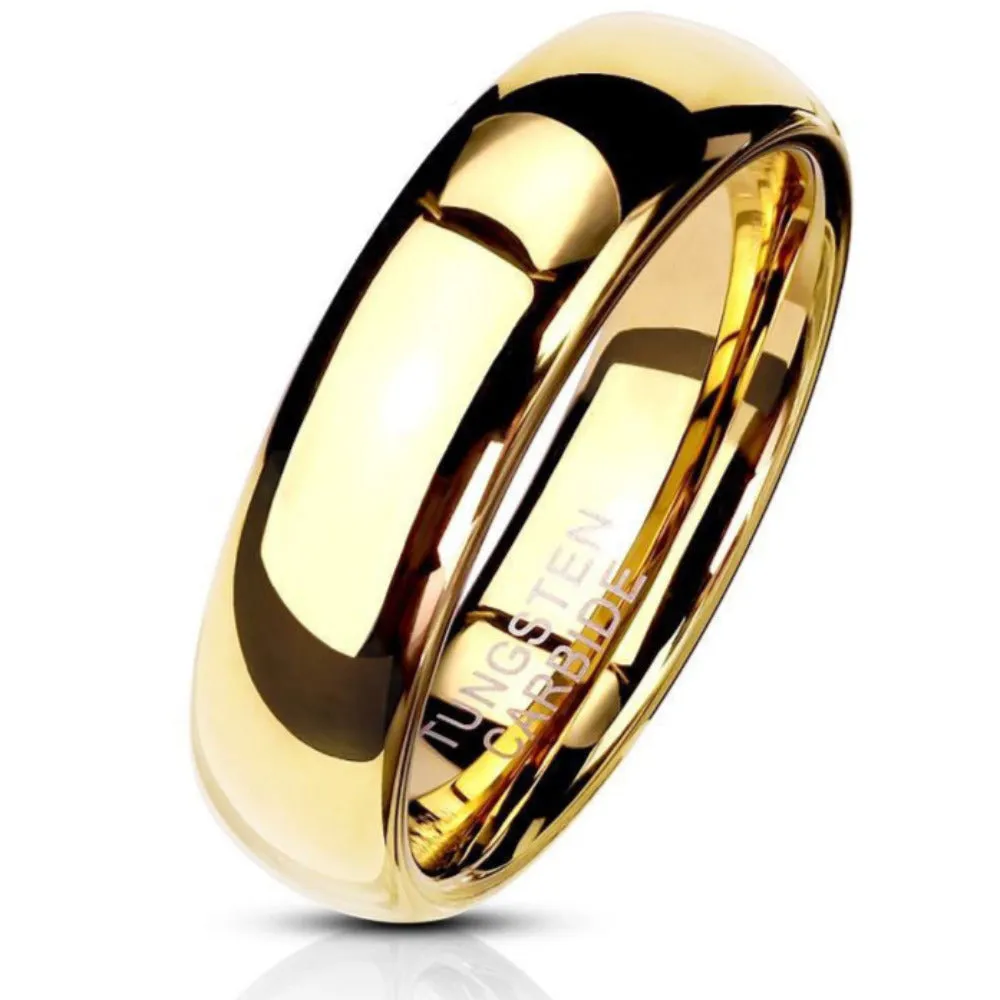 Custom Engraved Men's Gold Tungsten Wedding Ring - Personalized Handwriting Wedding Ring