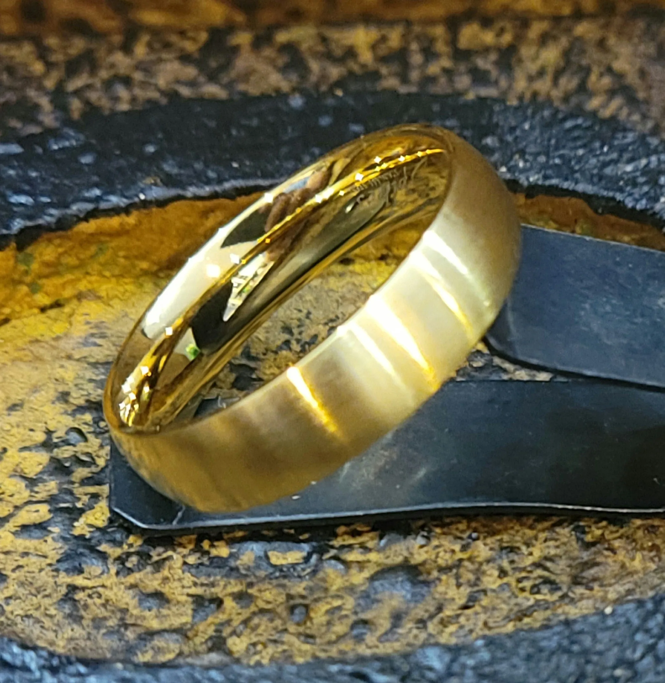 Custom Engraved Men's Matte Gold Wedding Ring - Personalized Wedding Ring For Him