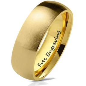 Custom Engraved Men's Matte Gold Wedding Ring - Personalized Wedding Ring For Him