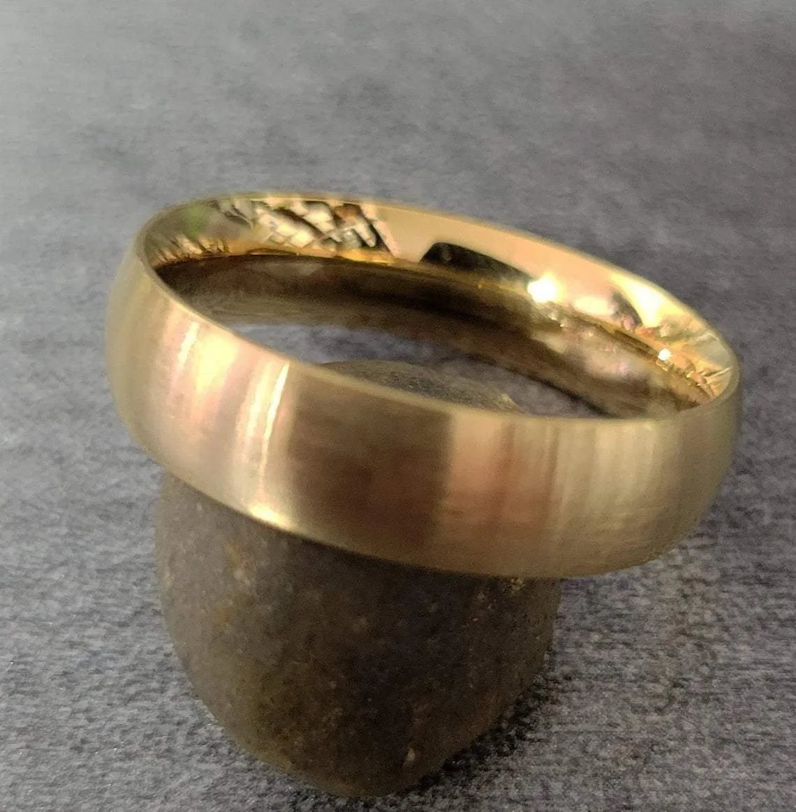 Custom Engraved Men's Matte Gold Wedding Ring - Personalized Wedding Ring For Him