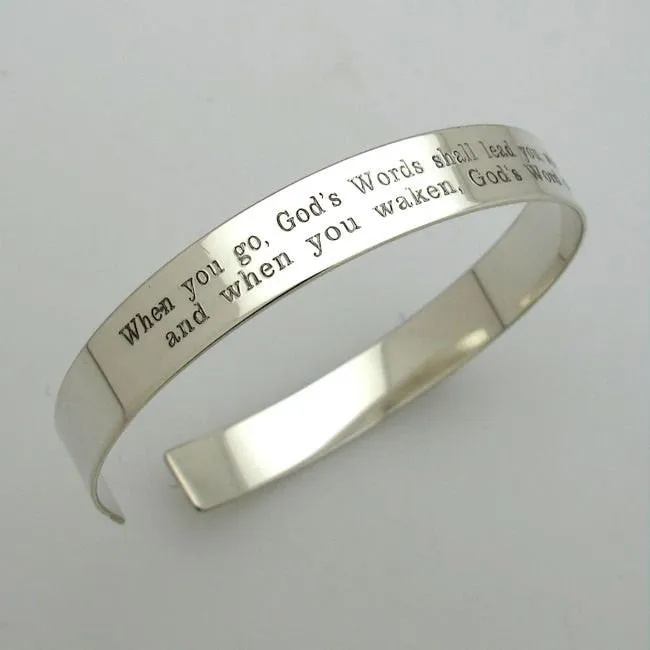 Personalized Sterling Silver Bangle Cuff - Custom Message Bracelet