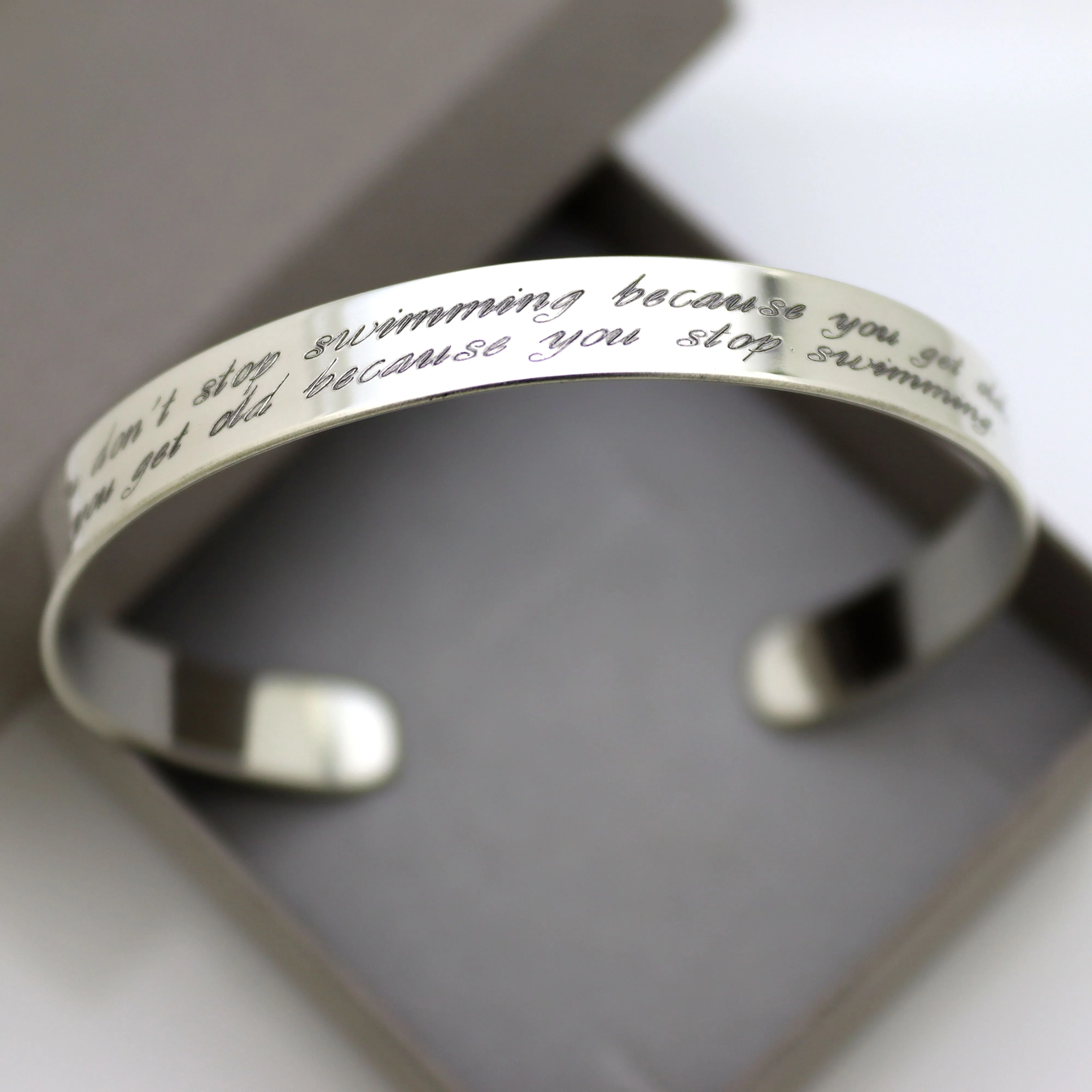 Personalized Sterling Silver Bangle Cuff - Custom Message Bracelet