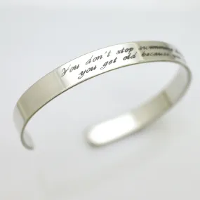 Personalized Sterling Silver Bangle Cuff - Custom Message Bracelet