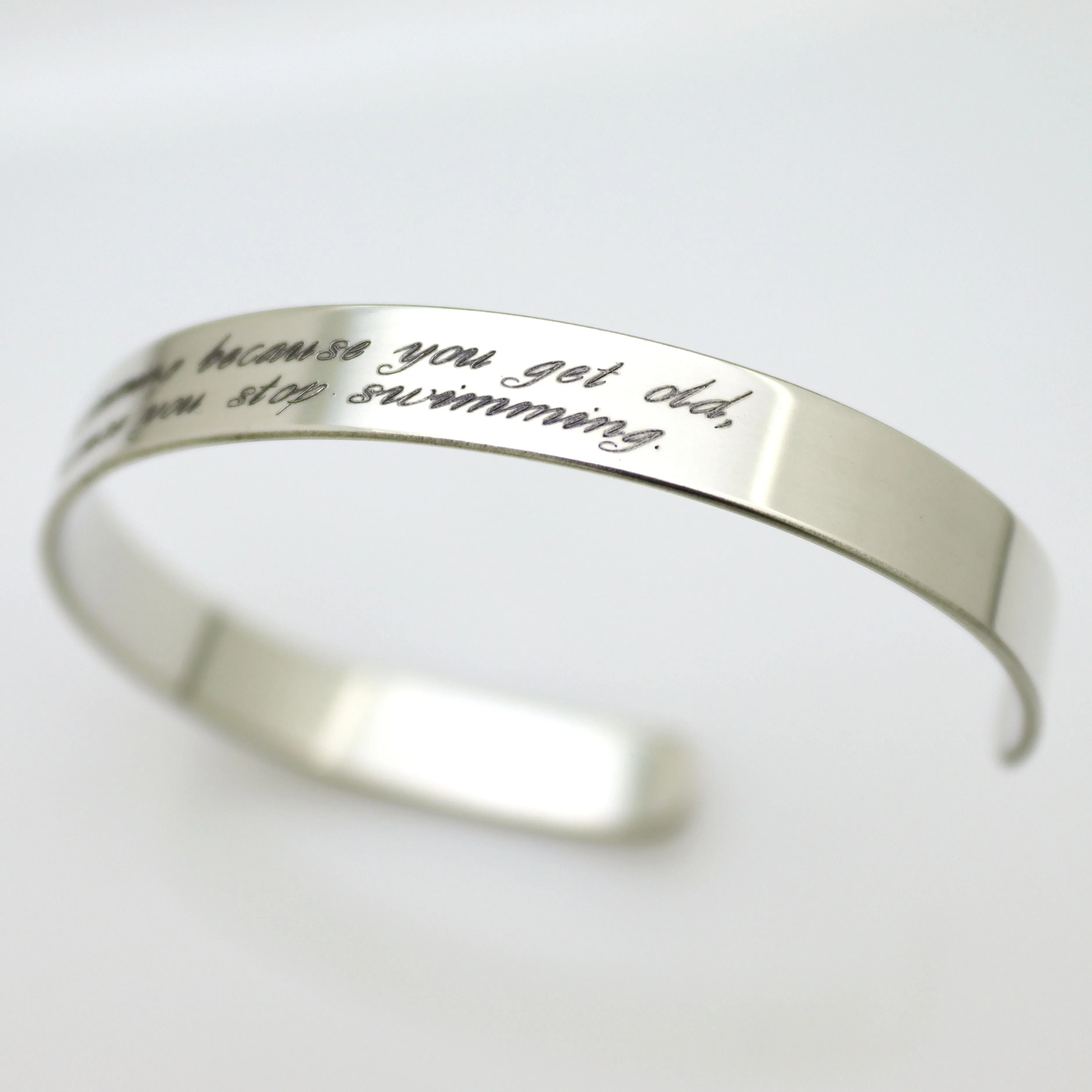 Personalized Sterling Silver Bangle Cuff - Custom Message Bracelet