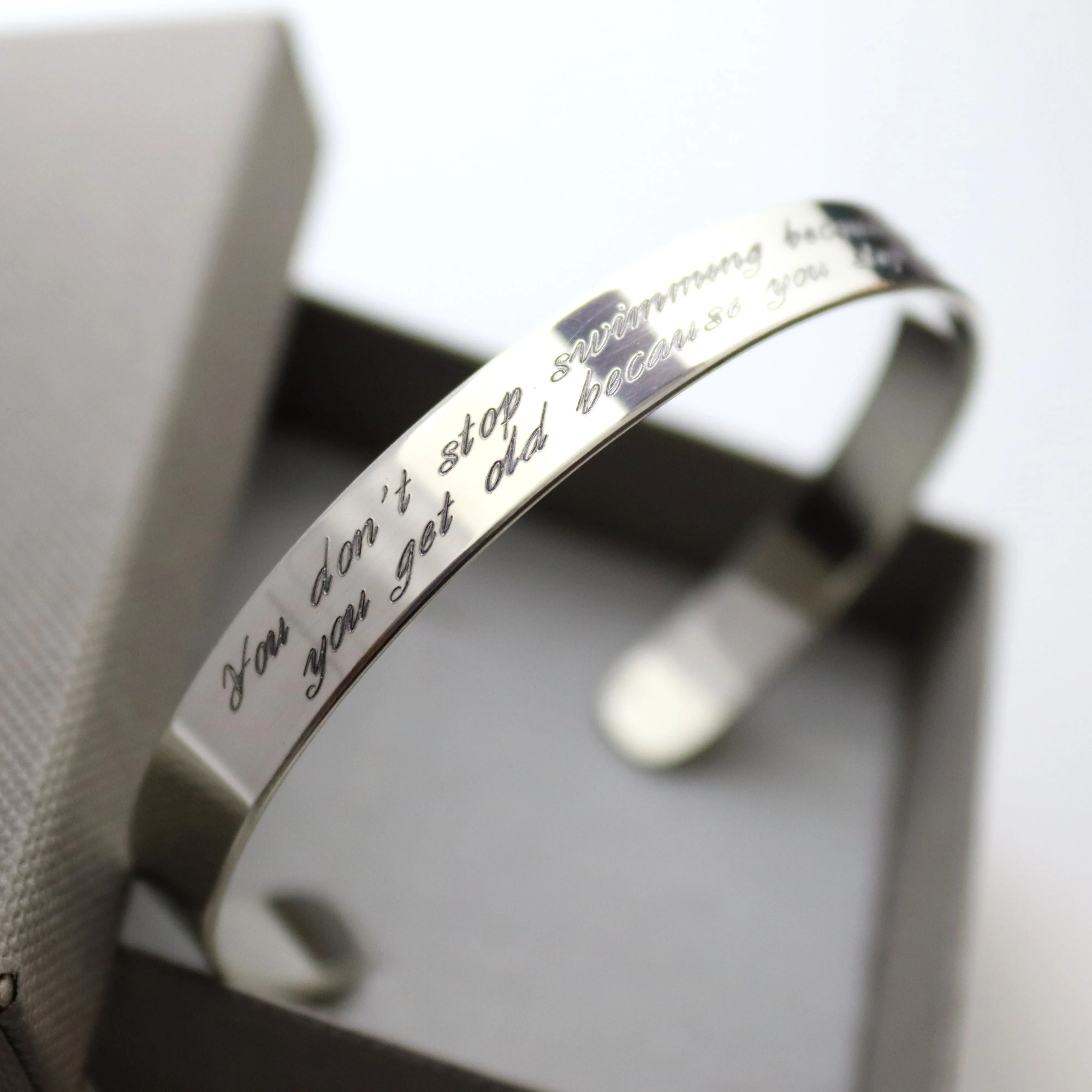 Personalized Sterling Silver Bangle Cuff - Custom Message Bracelet