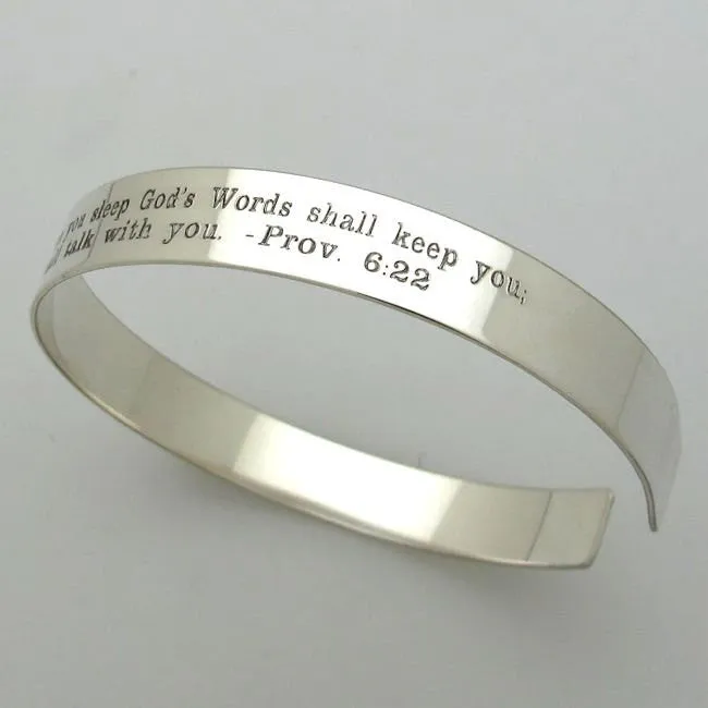 Personalized Sterling Silver Bangle Cuff - Custom Message Bracelet