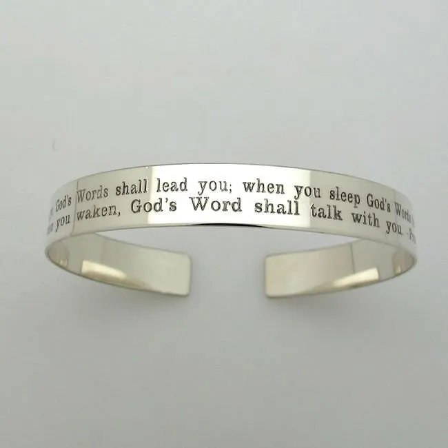 Personalized Sterling Silver Bangle Cuff - Custom Message Bracelet