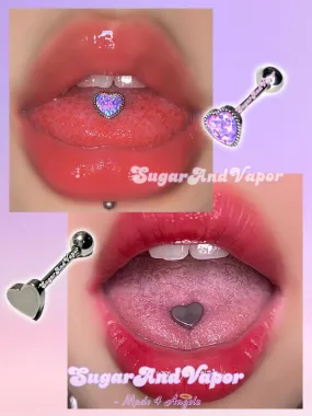 Cute Heart Opal Barbell Tongue Ring