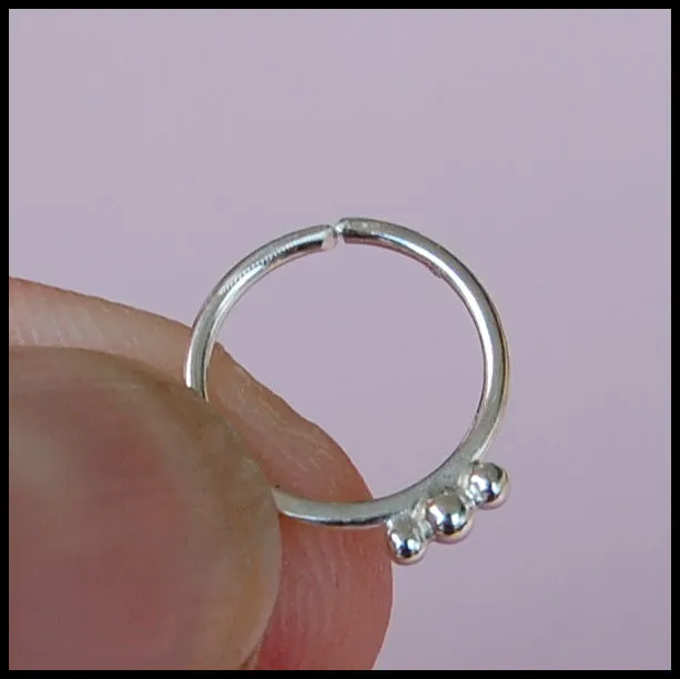 Embellished Silver Septum or Nose Ring