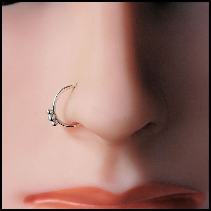 Embellished Silver Septum or Nose Ring