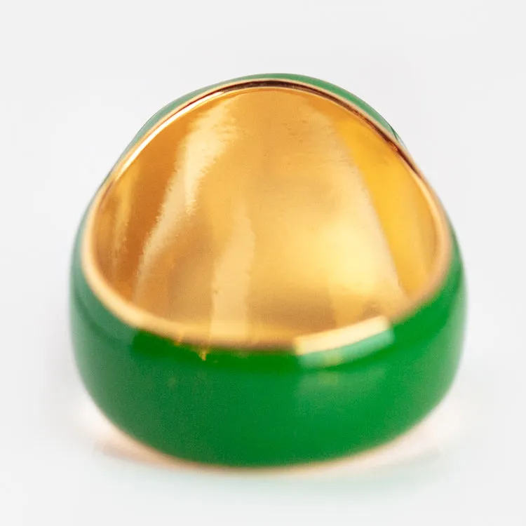 Enamel Button Signet Ring