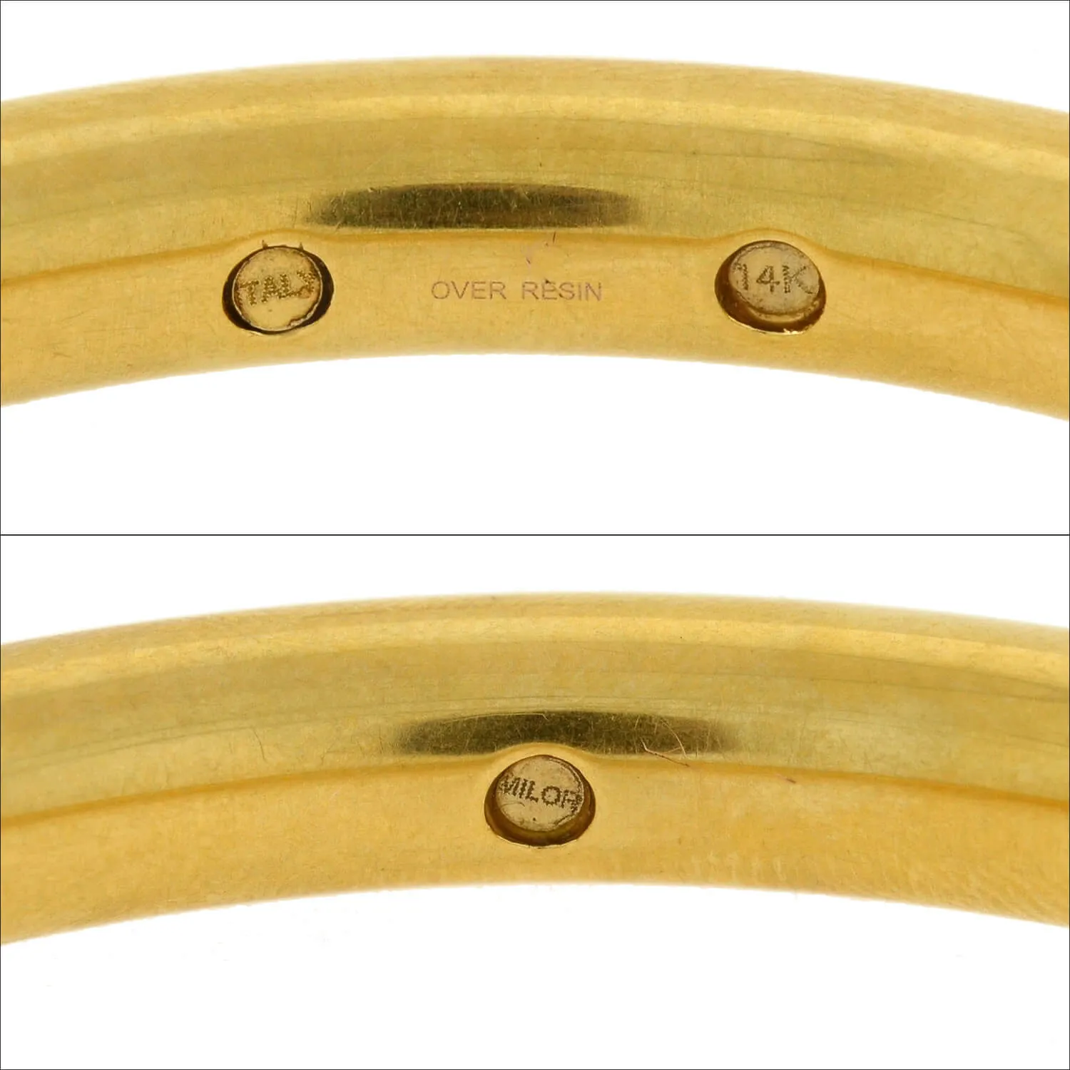 Estate 14kt Gold Over Resin Bangle Bracelet