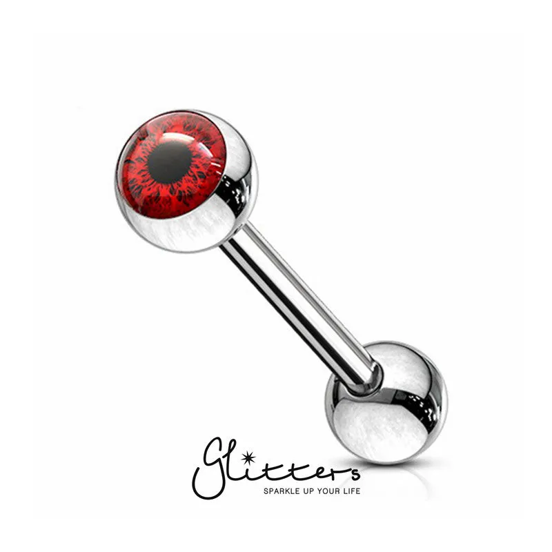 Eyeball Inlaid Ball Surgical Steel Tongue Barbells-Red