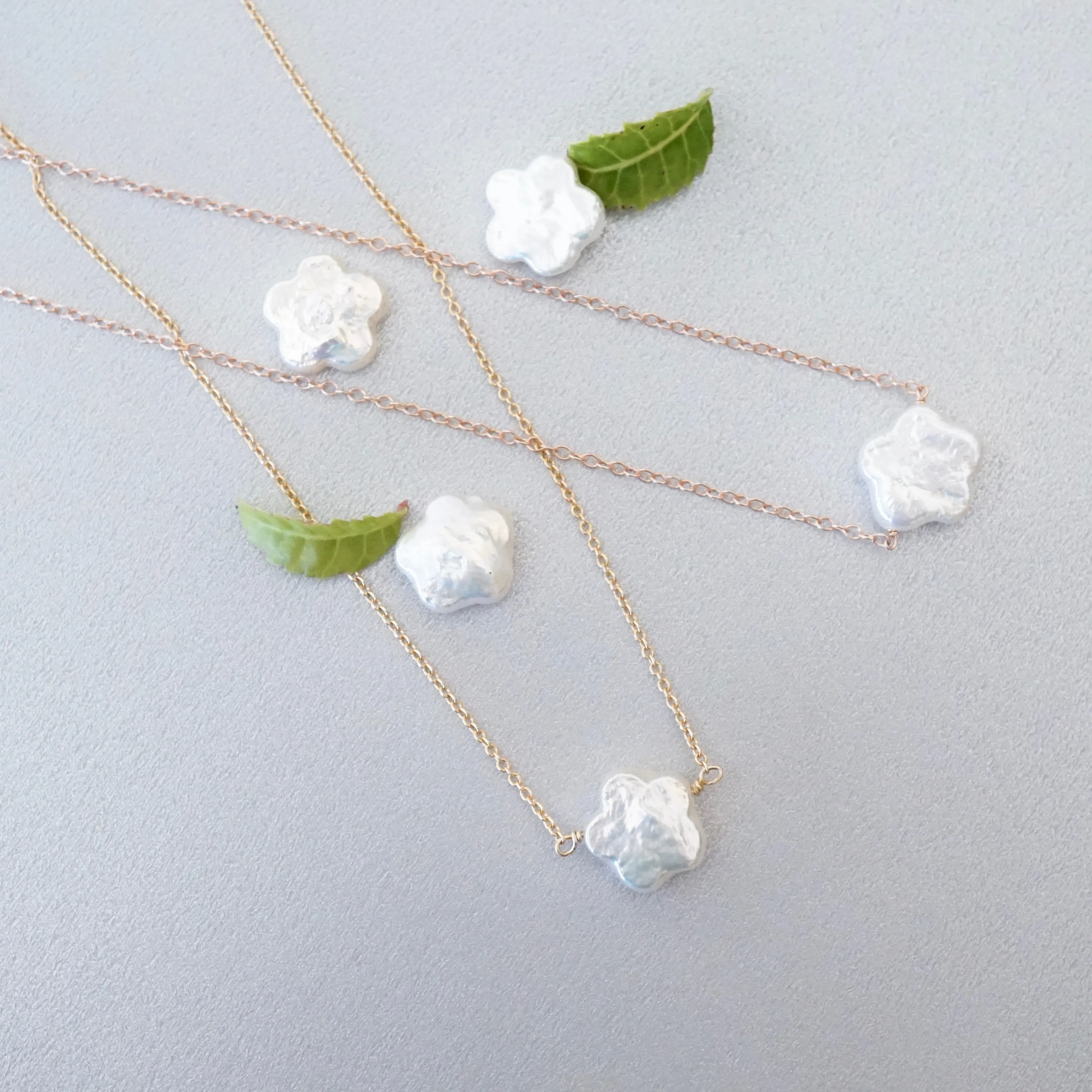 Flower Pearl Necklace - Unique Pearl Necklace - Flower Necklace