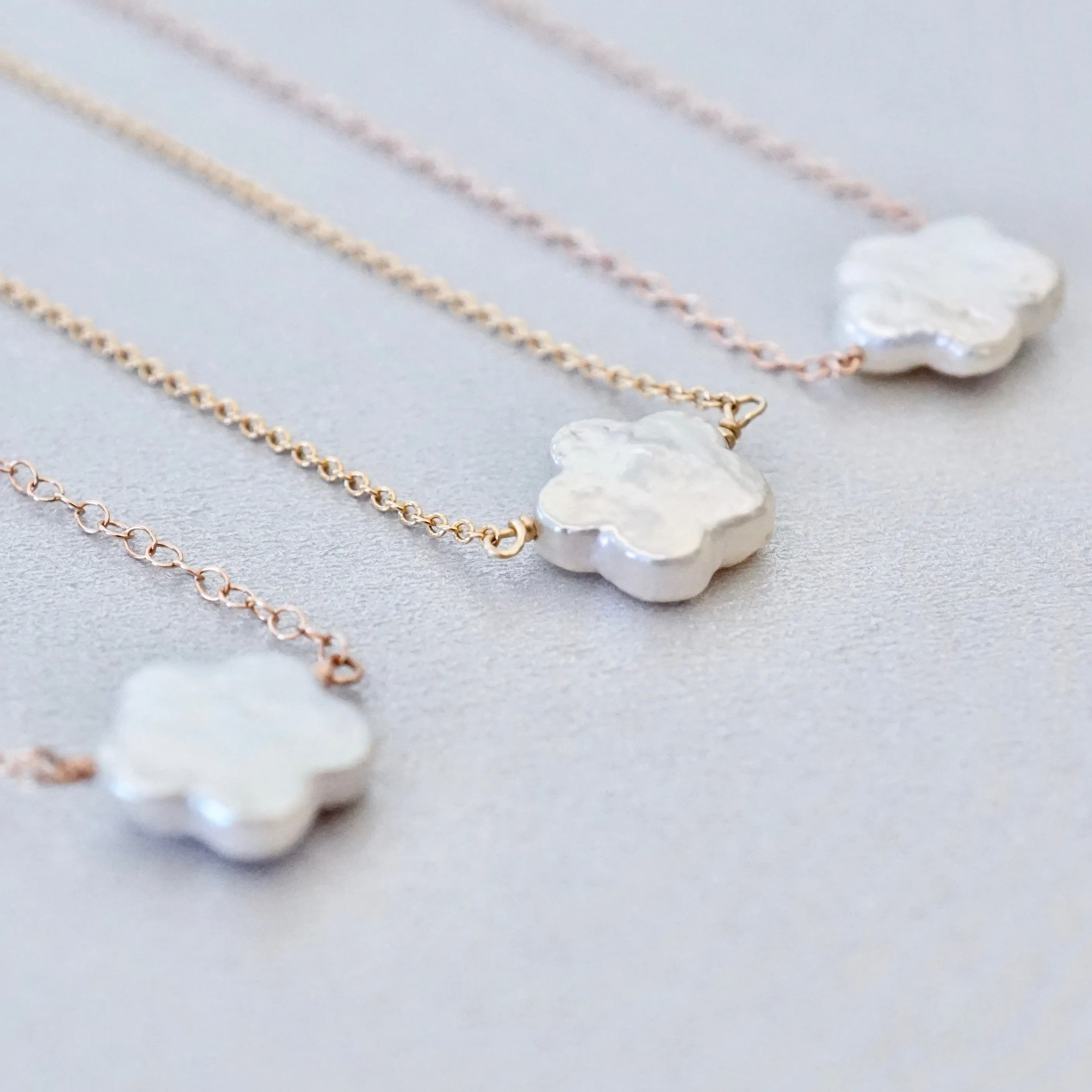 Flower Pearl Necklace - Unique Pearl Necklace - Flower Necklace