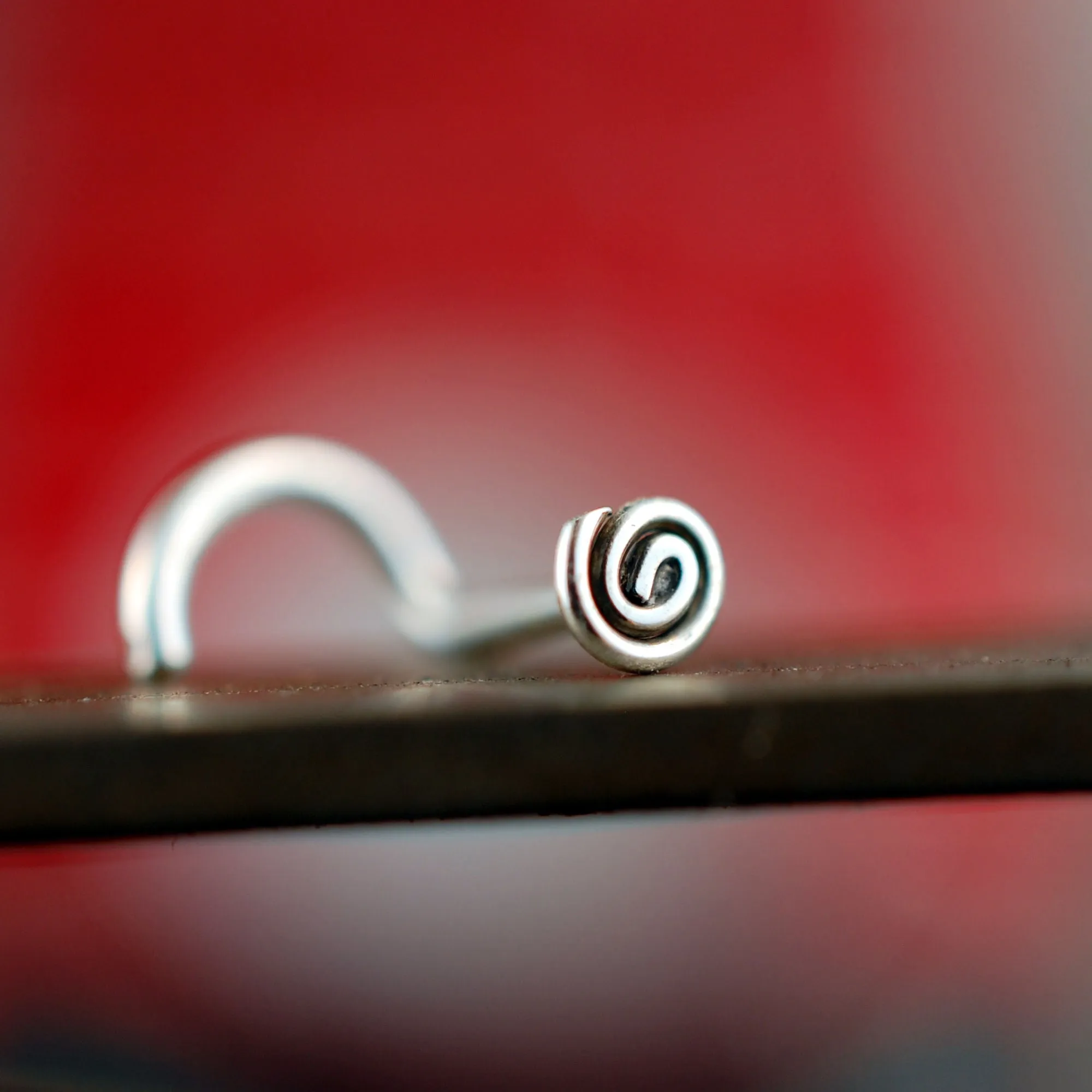 Flush, Flat to the Nose Micro Mini Spiral Silver Nose Stud