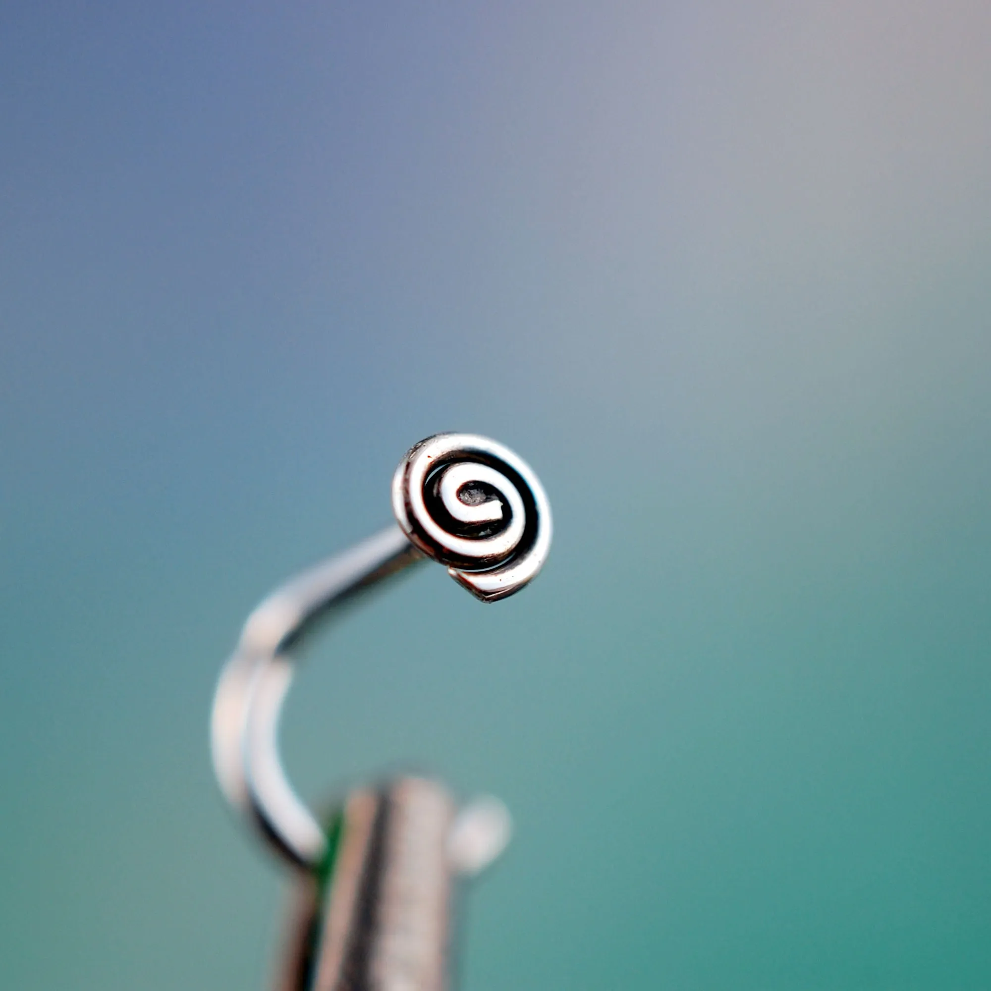 Flush, Flat to the Nose Micro Mini Spiral Silver Nose Stud