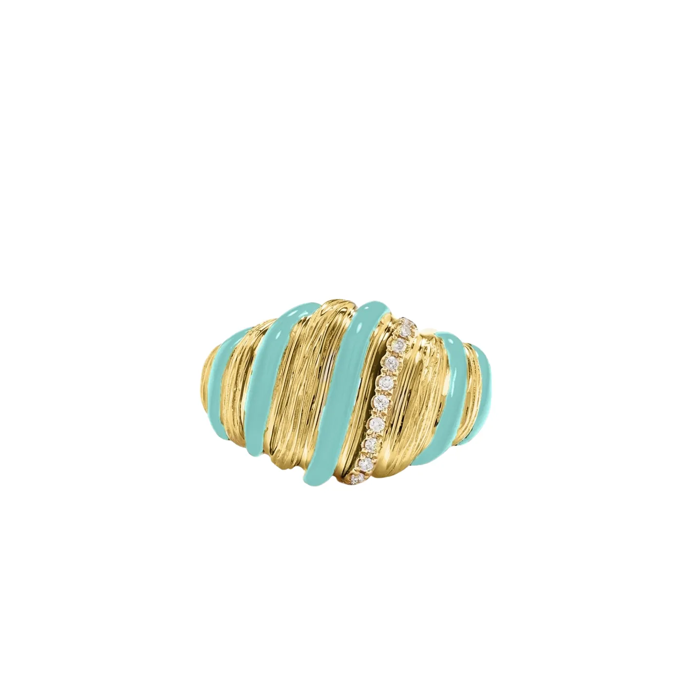 Exquisite Fluted Diamond & Enamel Wafer Signet Ring for Elegant Styling