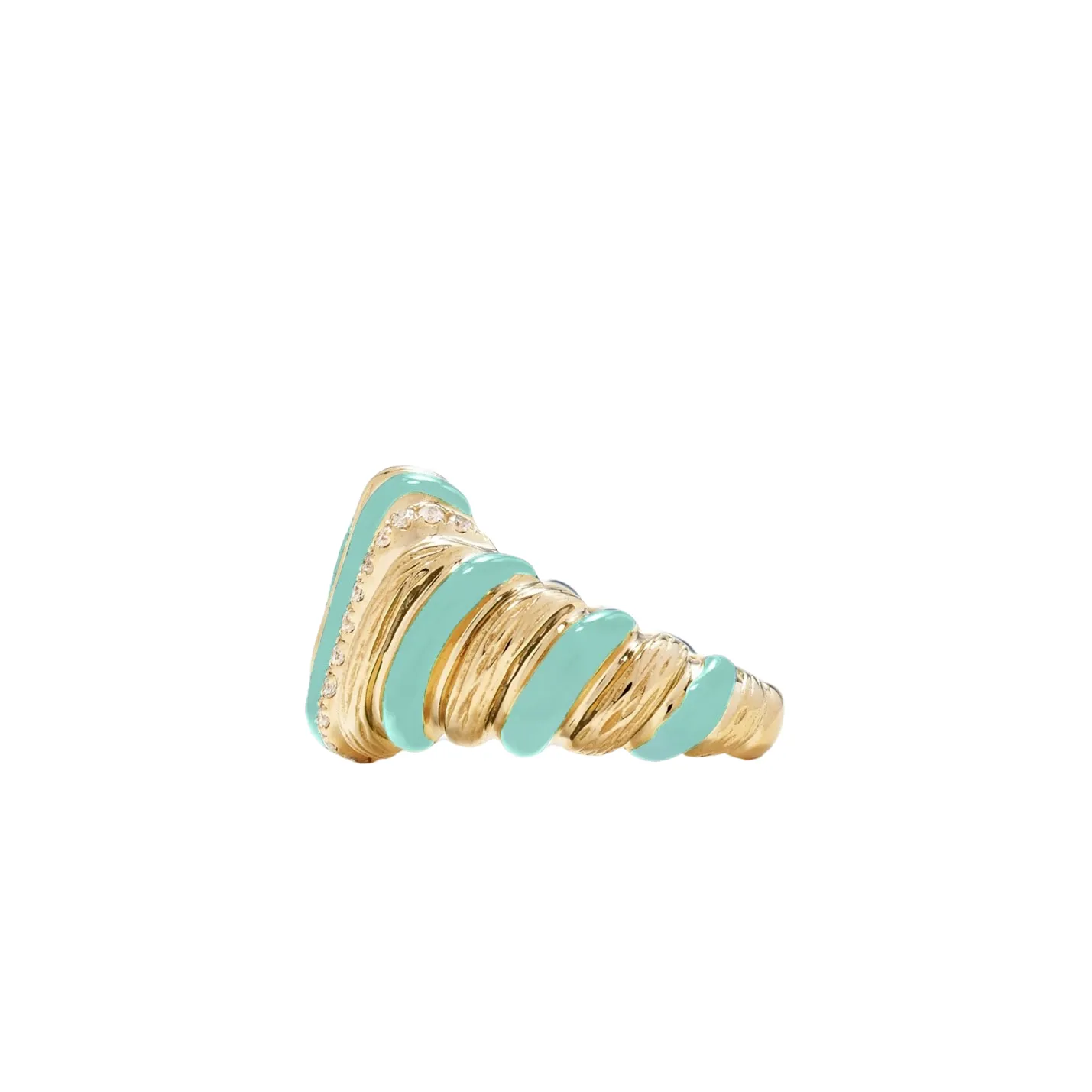 Exquisite Fluted Diamond & Enamel Wafer Signet Ring for Elegant Styling