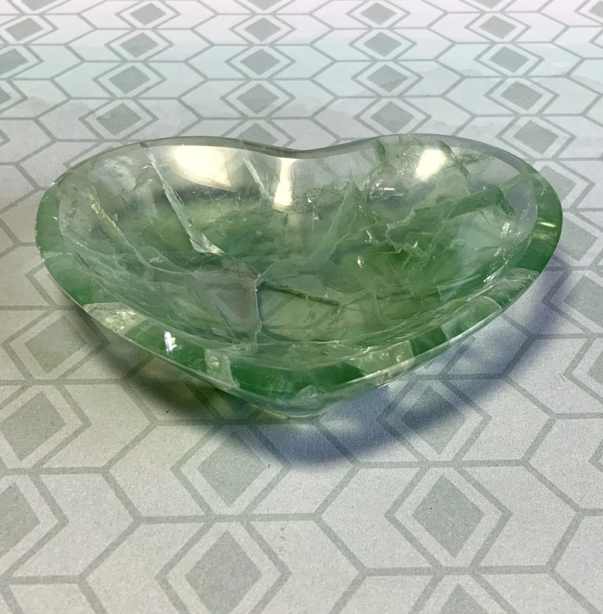 Frozen Sea- Fluorite Heart Jewelry Dish