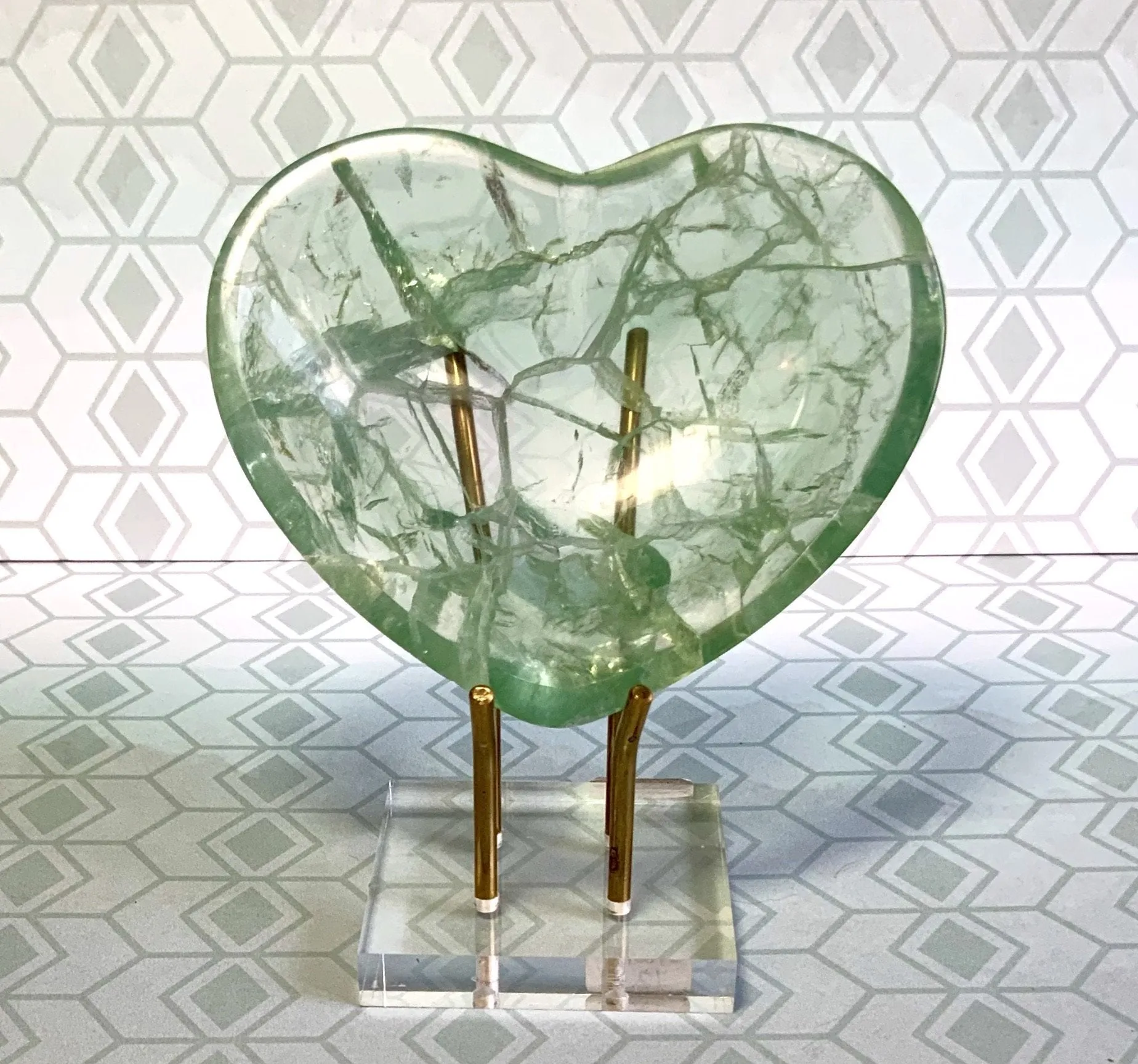 Frozen Sea- Fluorite Heart Jewelry Dish