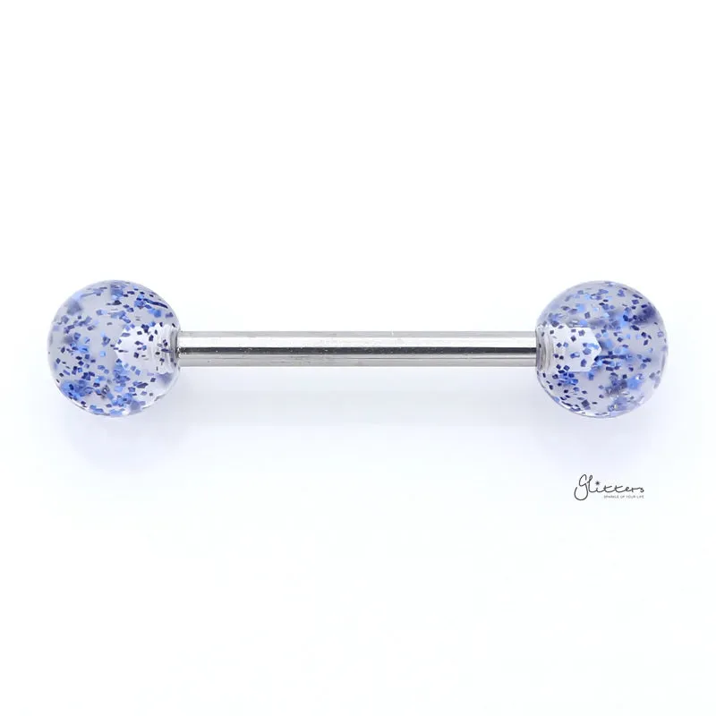 Glitters Acrylic Ball Tongue Barbell - Blue