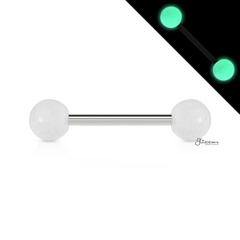 Glow In The Dark Ball Tongue Barbell - White